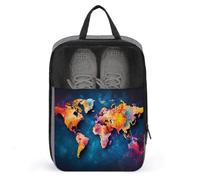 Shoe Organizer with Handle Travel Bags Travel Gifts Abstract World Map Printed Shoe Bags for Travel Home Storage