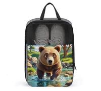 Shoe Organizer with Handle Travel Bags Travel Gifts Bear Crossing The River Cartoon Printed Shoe Bags for Travel Home Storage