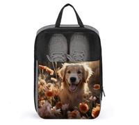 Shoe Organizer with Handle Travel Bags Travel Gifts Golden Retriever And Flowers Printed Shoe Bags for Travel Home Storage