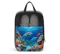 Shoe Organizer with Handle Travel Bags Travel Gifts Seabed Coral Fish Dolphins Printed Shoe Bags for Travel Home Storage