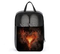 Shoe Organizer with Handle Travel Bags Travel Show A Heart on Fire Printed Shoe Bags for Travel And Daily Use Storage Pouch, style, One Size, Shoe Bags