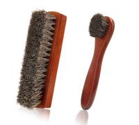 Shoe Polish Brush,Shoe Cleaning Brush - 2 Pack Horsehair Brushes With Wooden Handle, Premium Leather Care Kit For Shoes, Boots,Car Seats, Sofas & Bags