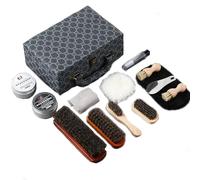 Shoe polish kit, Deluxe Shoe Shine Kit-Black Neutral Shoe Polish with Soft Horsehair Bristle Brushes, Polishing Cloth, Luxury Premium Travel Case, Shoehorn-Perfect Gift for Leather Shoe Care Kit
