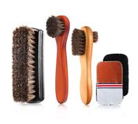 Shoe Polish & Shine Kit - 3 Professional Brushes & 2 Polish Gloves, Complete Leather Care Set for Men's & Women's Shoes, Boots, Horsehair & Soft Bristle