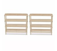 Shoe Rack 3-Tier Natural Fir Wood 74x26x48.5cm Compact Entryway Sturdy Organizer