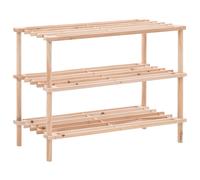 Shoe Rack 3-Tier Solid Fir Wood Natural 74x26x48.5 cm Compact Entry for Hallways