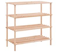 Shoe Rack 3-Tier Solid Fir Wood Natural 74x26x48.5cm Sturdy Entryway UK Handmade