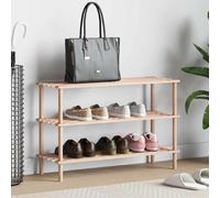 Shoe Rack 3-Tier Solid Fir Wood Rustic Brown 74x26x48.5cm Hallway Slim Entryway