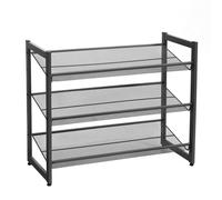 Shoe Rack, 3-Tier Stackable Shoe Storage Shelf Holds 9-12 Pairs, Black LMR03B