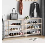 Shoe Rack 4-Tier Solid Fir Wood Natural 74x26x67.5cm 2pcs Compact for Entry Hall