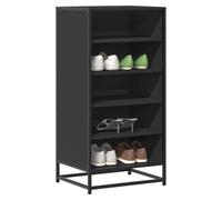 Shoe Rack 48x38x97.5cm Black Engineered Wood & Metal 3-Tier Ventilated Shelf Top