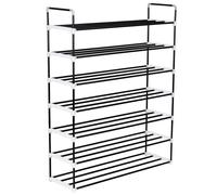 Shoe Rack 7-Tier Metal & Plastic Black 91x29x74cm Compact Sturdy Lightweight Pro