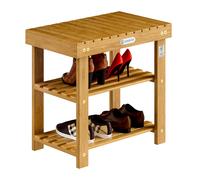 Shoe Rack Acacia Wood 2 Shelves 50x30x46cm