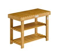 Shoe Rack Acacia Wood 2 Shelves 70x30x46cm