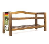 Shoe Rack Acacia Wood 2 Shelves 74x26x42cm