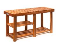 Shoe Rack Acacia Wood 2 Shelves 87x28x45cm