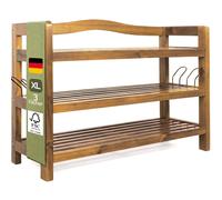 Shoe Rack Acacia Wood 3 Shelves 85x26x82cm