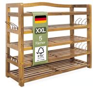 Shoe Rack Acacia Wood 5 Shelves 95x26x82cm