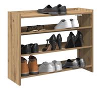 Shoe Rack Artisan Oak 80x25x62cm Engineered Wood Slim Entryway Shelf Slim 3Tier