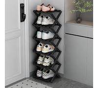 Shoe Rack, Bamboo Vertical Foldable Storage for Entryway, Hallway, 6-Tier Modern Design, Space-Saving Solution, No Installation Required