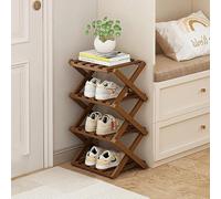 Shoe Rack, Bamboo Vertical Foldable Storage for Entryway, Hallway, 6-Tier Modern Design, Space-Saving Solution, No Installation Required