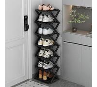 Shoe Rack, Bamboo Vertical Foldable Storage for Entryway, Hallway, 6-Tier Modern Design, Space-Saving Solution, No Installation Required