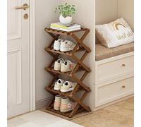 Shoe Rack, Bamboo Vertical Foldable Storage for Entryway, Hallway, 6-Tier Modern Design, Space-Saving Solution, No Installation Required