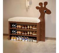 Shoe Rack Bench, 1-Tier Wooden Organizer Shelf with Upholstered Top for Hallway and Bedroom, Space-Saving Design, Easy Access to Footwear