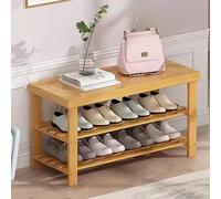 Shoe Rack Bench for Entryway Small Space, 3-Tier Wooden Shoe Shelf Organizer, Farmhouse Hallway Bench