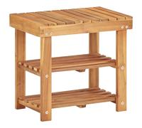Shoe Rack Bench Solid Acacia Natural 50x32x45cm Compact Slatted 2-Shelf Seating