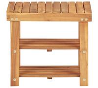 Shoe Rack Bench Solid Acacia Natural 50x32x45cm Compact Slatted 2-Shelf Seating