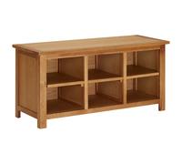 Shoe Rack Bench Solid Oak & MDF Natural 90x37x45 cm 6-Compartment Entryway Seat