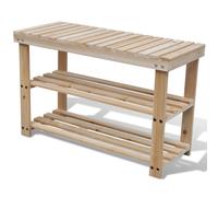 Shoe Rack Bench Solid Wood Brown 70x29x45cm 2-Tier Entryway Seat Storage Shelf