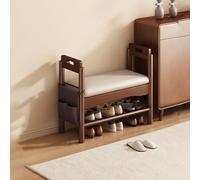 Shoe Rack Bench, Wooden Upholstered Entryway Storage Organizer, Modern 1-Tier Shoe Rack for Living Room and Entryway