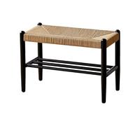 Shoe Rack Bench, Woven Rope Two-Tier Storage Shelf, Solid Wood Entryway Organizer for Living Room, Bedroom, Hallway, Space-Saving Design