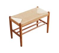 Shoe Rack Bench, Woven Rope Two-Tier Storage Shelf, Solid Wood Entryway Organizer for Living Room, Bedroom, Hallway, Space-Saving Design
