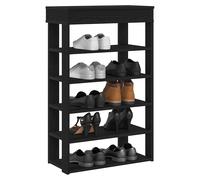Shoe Rack Black 60x30x98cm Engineered Wood Slim Entryway Shoe Organizer with Top