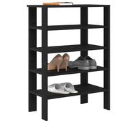 Shoe Rack Black Engineered Wood 61x32x87.5 cm Slim Entryway Organizer with Shelf