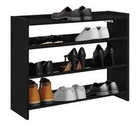 Shoe Rack Black Engineered Wood 80x25x62cm Slim Hallway Shoe Storage 3-Tier 60kg