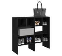 Shoe Rack Black Engineered Wood 89.5x30x40cm Stackable Entryway Organizer Units