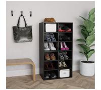 Shoe Rack Black Oak 54x34x100.5 cm Engineered Wood 3-Tier Hallway Organizer Unit