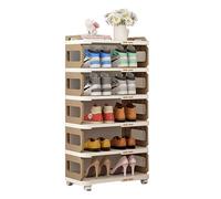 Shoe rack,Brown Shoe Rack for Bedroom - Free Standing Plastic Organizer for Closet and Entryway, 20.4x11.2x38.7in Shoe Cubby Storage Solution
