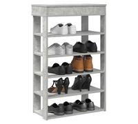 Shoe Rack Concrete Grey 60x30x98 cm Engineered Wood Slim Entryway Top Shelf Plus