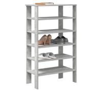 Shoe Rack Concrete Grey 61x32x105cm Engineered Wood Slim 3-Tier Entryway WallFix