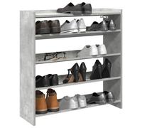 Shoe Rack Concrete Grey 80x25x81 cm Engineered Wood Slim 3-Tier Storage Hallway