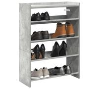 Shoe Rack Concrete Grey Engineered Wood 60x25x81 cm Slim Entryway Shelf Storage