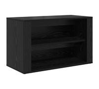 Shoe Storage Bench Black Oak Engineered Wooden 75x35x45cm 2-Tier Shelves Hallway