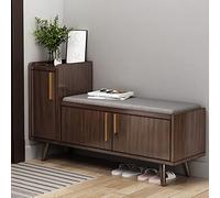 Shoe Rack,Entryway Bench with Storage Cabinet,Storage Cabinet Rack 2 Tier Wooden with Storage And Cushion Seat,Removable Shelf Shoe Storage Bench with Doors for Hallway Bedroom,100/80 * 35 *