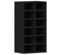 vidaXL Shoe Rack - Organiser with 12 Compartments, Engineered Wood, Robust and Sturdy, Easy to Assemble, Black