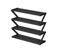 Shoe Rack for Closet, 4-Tier Narrow Shoe Shelf, 8-12 Pairs Space Saving Shoe and Boot Organiser, Small Corner Display Rack, Multipurpose Shelving for Entryway Door Garage Bedroom (Black)